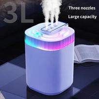 3L Ultrasonic Air Humidifier Cool Mist Humidifier with Night Light and Three Nozzles Quiet USB Aromatic Humidifier for Home balta
