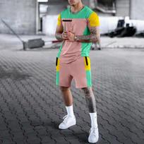 Vasaros tendencija vyriški marškinėliai trumpi rinkiniai Madingi laisvalaikio vyriški drabužiai sportinis kostiumas 2 dalių kostiumas Gamintojas Sportinė apranga Vyriška palaidinė su apvalia kakle S