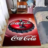 Red Coca-Cola Logo Bottle Cap Design Carpet for Home Decor  Suitable for use as an anti-slip for living room bedroom sofas 40x60cm( 15x23in ) black