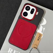 For OPPO Find X9 Pro Case Luxury For MagSafe Magnetic Velvet PU Leather Splicing Electroplated PC Lightweight Hard Cover OPPO Find X9 Pro raudona
