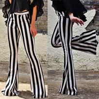 Women's Fashion Stripe Flare Pants With Pockets Casual Pants Yoga Dance Pants L balta