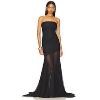 New Women's Tube Top Dress Slim-fitting Sexy Hip-wrapped Mesh Solid Color Dress XS juoda