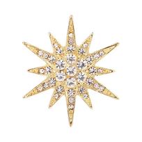 Vintage Luxury Rhinestone Starburst Tie Pin - Shiny Crystal Victorian Style Lapel Brooch for Women's Bouquet Jewelry Accessories sidabras