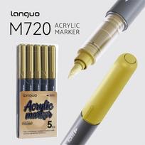 Languo Colors Acrylic Paint Art Marker Pen Set Black/White/Gold/Silver DIY Graffiti Drawing Pens for Writing Painting Stationery beige