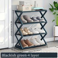4 Tier Foldable Shoe Rack Space Saving Free Standing Shoe Storage Organizer for Closet Hallway žalia