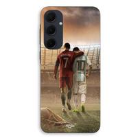 Phone case - MANIACASE - Samsung galaxy A55 - Silicone - Flexible - Cristiano Ronaldo Messi Goat