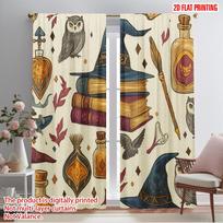 2pcs,2D plane printing Window Curtain Wizards Compendium Versatile Polyester Fabric (without rod) All Seasons Ldeal for Living 52.50×116.00 CM 2pcs brown