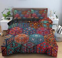 3pcs Bedding Set Nordic Bohemia Style Colorful Printed Cozy Soft Duvet Cover King Queen Single Size Birthday Gift Bedroom Decor EU Single 135x200cm gray