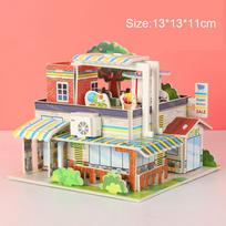 Creative DIY 3D Paper Card Puzzle Hand Assembled Houses Villas Building Model for Kids Handmade Educational Toys pink