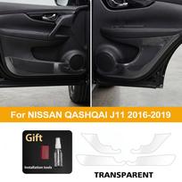 Nissan Qashqai J11 2016-2019 skaidri TPU automobilio durų apsauginė plėvelė nuo spyrių, vidinės durų panelės apsauginis paminkštinimas, priekinių ir galinių durų krašto lipdukas gray