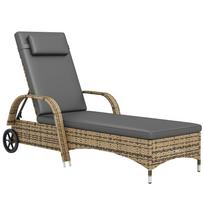 Sun lounger sunbed mattress adjustable multi-position recline armrests wheels 200 x 73 x 30-103 cm yellow 200 x 73 x 103 cm