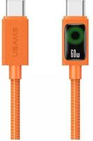 USAMS 60W USB-C Į USB-C LAIDAS, 1,2 M, SKIRTAS IPHONE 12, 13, 14, 15 GREITAM ĮKROVIMUI