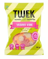 Rūgštūs vaisių skonio guminukai TWEEK Vegan Vibe su 95% mažiau cukraus, 80 g