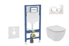 Geberit Duofix potinkinio modulio komplektas, Tesi WC su minkšto uždarymo dangčiu ir Sigma20 nuleidimo mygtuku, baltas/chromuotas SANI11CD3111