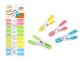 Skalbinių segtukas, 9 cm x 3 cm, plastikas, 10 vnt., įvairių spalvų