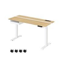 Elektrinis reguliuojamo aukščio rašomasis stalas 60x140x120cm., šviesiai rudos/baltos spalvos