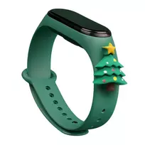 Fusion Accessories Christmas Tree smartwatch strap for Xiaomi Mi Band 3/4 | Silicone | green