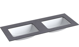 Dvigubas praustuvas Kame Universal, WP/12-3/H11-P3-D, 120 cm, Juodasis mėnulis HPL