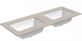 Dvigubas praustuvas Kame Universal, WP/12-3/H15-P3-D, 120 cm, Smėlio akmuo HPL