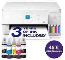 Epson EcoTank L3366 daugiafunkcis A4 spausdintuvas su „Wi-Fi“, „AirPrint“, LCD ekranu ir rašalo talpykla, kurioje rašalo yra tiek, kad pakaks iki 3 metų