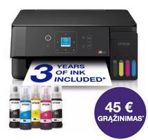 Epson EcoTank L3361 daugiafunkcis A4 spausdintuvas su „Wi-Fi“, „AirPrint“, LCD ekranu ir rašalo talpykla, kurioje rašalo yra tiek, kad pakaks iki 3 metų