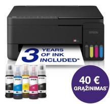 Epson EcoTank L3352 daugiafunkcis A4 spausdintuvas su „Wi-Fi“, „AirPrint“ ir rašalo talpykla, kurioje rašalo yra tiek, kad pakaks iki 3 metų