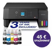 Epson EcoTank L3360 daugiafunkcis A4 spausdintuvas su „Wi-Fi“, „AirPrint“, LCD ekranu ir rašalo talpykla, kurioje rašalo yra tiek, kad pakaks iki 3 metų