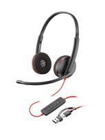HP Poly „Poly Blackwire 3220“ stereofoninės ausinės su „USB-C“ jungtimi ir „USB-C/A“ adapteriu (didelis kiekis)