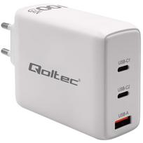 Qoltec 51826 GaN 100W įkroviklis| 5-20V | 1,5-5A | 2 x USB-C PD | 1x USB QC 3.0
