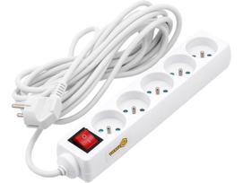 Buitinis ilgintuvas Vorel, 72534, 3 x 1 mm², 5 m, IP20, 5 lizdų, su jungikliu