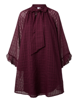 YAS - Yasliana Ls Tie Neck Dress S. - Trumpa suknelė - Burgundiška splava