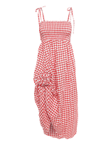 Sleeper - Atlanta Linen Strap Dress With Rose - Ilga suknelė - Raudona