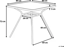 Beliani Bistro stalas LIVO 80 cm 80 cm Stiklas Juodas