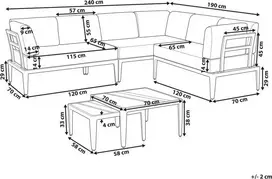 Lauko baldų komplektas Beliani Sodo kampinė sofa su staliuku 6 asmenims RIMA III kairinė, pilka, metalinė, modulinė