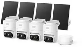 „Anker eufy C37 saulės energija varoma lauko kamera (4 vnt. + HomeBase Mini įrenginys), 2K, balta“