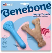 BENEBONE - šuniukų 2 guminių kaulų/šonkaulių rinkinys - mažas