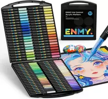 ENMY akrilinių žymeklių rinkinys, 80 spalvų, teptuko antgalis, ENMYXXHes01-80