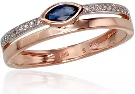 Diamond Sky Jewelry Auksinis žiedas su deimantais ir safyrais „Dangaus Dovana V“