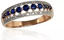 Diamond Sky Jewelry Auksinis žiedas su deimantais ir safyrais „Kamelija III“
