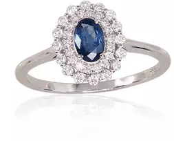 Diamond Sky Jewelry Auksinis žiedas su deimantais ir safyrais „Romance“