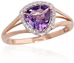 Diamond Sky Jewelry Auksinis žiedas su deimantais ir ametistais „Princess III“