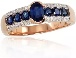 Diamond Sky Jewelry Auksinis žiedas su deimantais ir safyrais „Eternity“