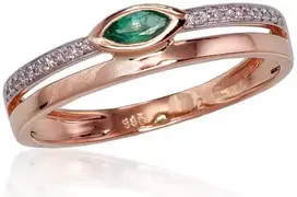 Diamond Sky Jewelry Auksinis žiedas su deimantais ir smaragdais „Dangaus Dovana III“