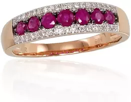 Diamond Sky Jewelry Auksinis žiedas su deimantais ir rubinais „Kamelija VI“