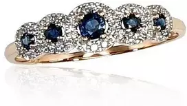 Diamond Sky Jewelry Auksinis žiedas su deimantais ir safyrais „Jenny V“