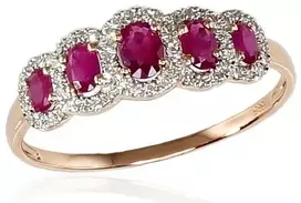 Diamond Sky Jewelry Auksinis žiedas su deimantais ir rubinais „Jenny II“