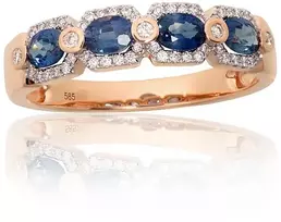 Diamond Sky Jewelry Auksinis žiedas su deimantais ir safyrais „Safyrų Gracija“