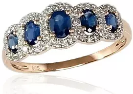 Diamond Sky Jewelry Auksinis žiedas su deimantais ir safyrais „Jenny“