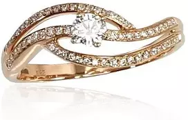 Diamond Sky Jewelry Auksinis žiedas su deimantais „Auksinė Banga VI“