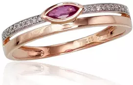 Diamond Sky Jewelry Auksinis žiedas su deimantais ir rubinais „Dangaus Dovana IV“